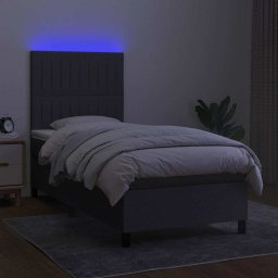 vidaXL Boxspring met matras en LED stof donkergrijs 90x190 cm