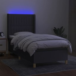 vidaXL Boxspring met matras en LED stof donkergrijs 90x190 cm