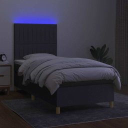 vidaXL Boxspring met matras en LED stof donkergrijs 90x190 cm