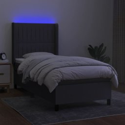vidaXL Boxspring met matras en LED stof donkergrijs 90x190 cm