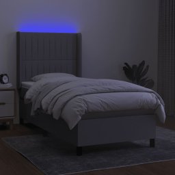 vidaXL Boxspring met matras en LED stof lichtgrijs 90x200 cm