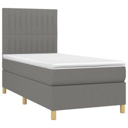 vidaXL Boxspring met matras stof donkergrijs 90x200 cm