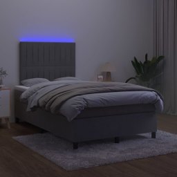 vidaXL Boxspring met matras en LED fluweel donkergrijs 120x200 cm