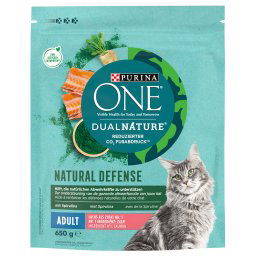 4x650g Dual Nature Zalm met Spirulina Purina ONE Kattenvoer