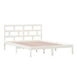 vidaXL Bedframe massief hout wit 150x200 cm