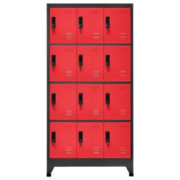 vidaXL Lockerkast 90x45x180 cm staal antracietkleurig en rood