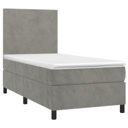 vidaXL Boxspring met matras fluweel lichtgrijs 100x200 cm