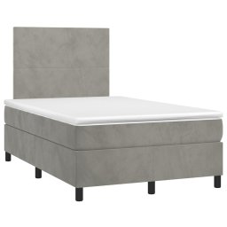 vidaXL Boxspring met matras fluweel lichtgrijs 120x200 cm