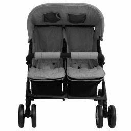 vidaXL Tweelingkinderwagen staal lichtgrijs