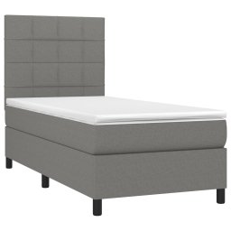 vidaXL Boxspring met matras stof donkergrijs 90x190 cm