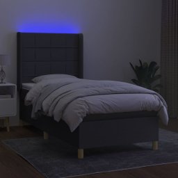 vidaXL Boxspring met matras en LED stof donkergrijs 90x190 cm