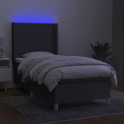 vidaXL Boxspring met matras en LED stof donkergrijs 90x200 cm