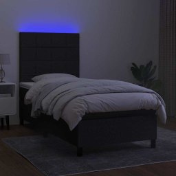 vidaXL Boxspring met matras en LED stof zwart 90x200 cm