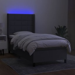 vidaXL Boxspring met matras en LED stof donkergrijs 90x190 cm