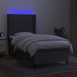 vidaXL Boxspring met matras en LED stof donkergrijs 90x200 cm
