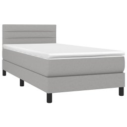 vidaXL Boxspring met matras stof lichtgrijs 80x200 cm