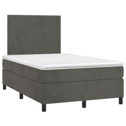 vidaXL Boxspring met matras fluweel donkergrijs 120x200 cm