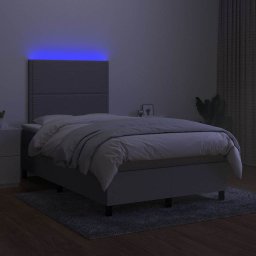 vidaXL Boxspring met matras en LED stof lichtgrijs 120x200 cm