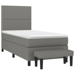 vidaXL Boxspring met matras stof donkergrijs 100x200 cm