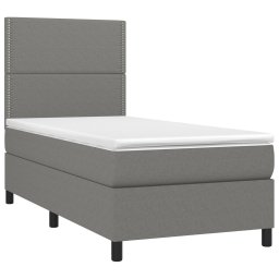 vidaXL Boxspring met matras stof donkergrijs 100x200 cm