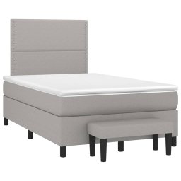 vidaXL Boxspring met matras stof lichtgrijs 120x200 cm