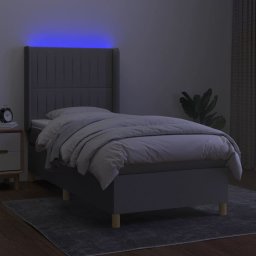 vidaXL Boxspring met matras en LED stof lichtgrijs 90x190 cm