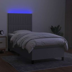 vidaXL Boxspring met matras en LED stof lichtgrijs 90x190 cm
