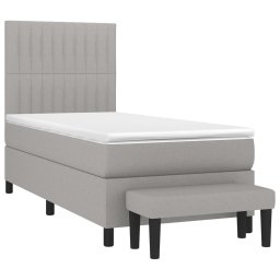 vidaXL Boxspring met matras stof lichtgrijs 90x200 cm