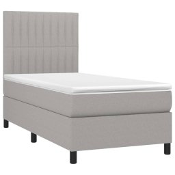 vidaXL Boxspring met matras stof lichtgrijs 90x190 cm