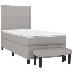 vidaXL Boxspring met matras stof lichtgrijs 100x200 cm