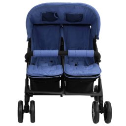 vidaXL Tweelingkinderwagen staal marineblauw