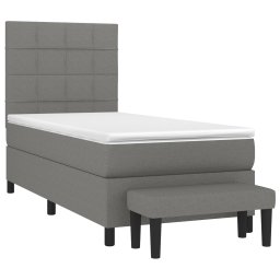 vidaXL Boxspring met matras stof donkergrijs 90x200 cm
