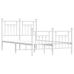 vidaXL Bedframe met hoofd- en voeteneinde metaal wit 120x200 cm