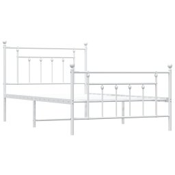 vidaXL Bedframe met hoofd- en voeteneinde metaal wit 107x203 cm