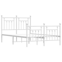 vidaXL Bedframe met hoofd- en voeteneinde metaal wit 120 x 190 cm