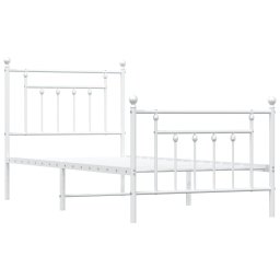 vidaXL Bedframe met hoofd- en voeteneinde metaal wit 90x190 cm