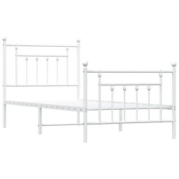 vidaXL Bedframe met hoofd- en voeteneinde metaal wit 90x200 cm