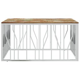 vidaXL Salontafel roestvrij staal en massief gerecycled hout zilver