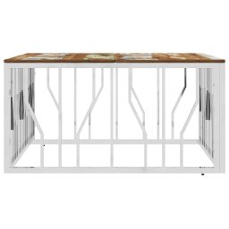 vidaXL Salontafel roestvrij staal en massief gerecycled hout zilver