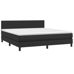 vidaXL Boxspring met matras kunstleer zwart 180x200 cm