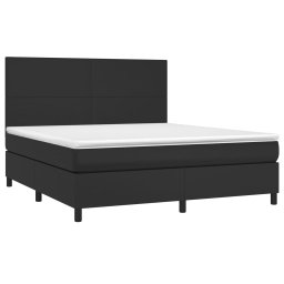 vidaXL Boxspring met matras kunstleer zwart 180x200 cm