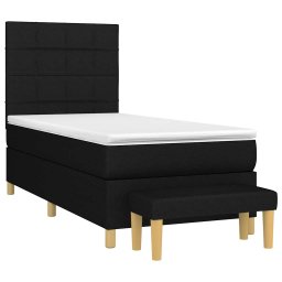 vidaXL Boxspring met matras stof zwart 90x200 cm