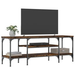 vidaXL Tv-meubel 121x35x45 cm bewerkt hout en ijzer gerookt eikenkleur
