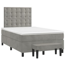 vidaXL Boxspring met matras fluweel lichtgrijs 120x200 cm