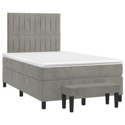 vidaXL Boxspring met matras fluweel lichtgrijs 120x200 cm