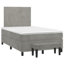 vidaXL Boxspring met matras fluweel lichtgrijs 120x200 cm