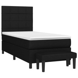 vidaXL Boxspring met matras stof zwart 90x200 cm