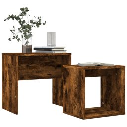 vidaXL 2-delige Tafeltjesset bewerkt hout gerookt eikenkleurig