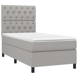 vidaXL Boxspring met matras en LED stof lichtgrijs 80x200 cm