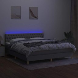vidaXL Boxspring met matras en LED stof lichtgrijs 160x200 cm